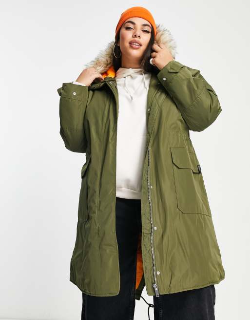 River Island Plus parka in khaki | ASOS | Parkas