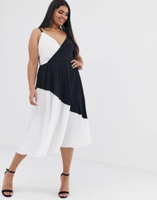 black and white pleated dress