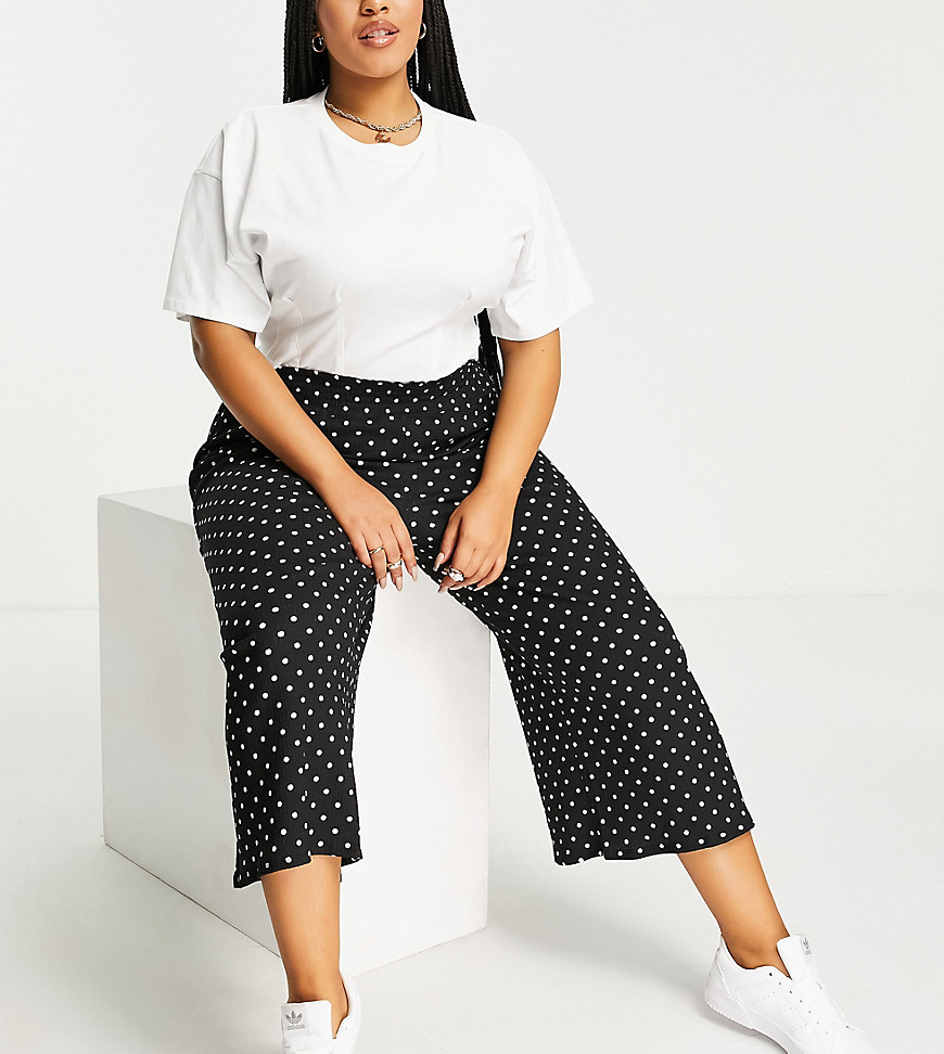 Plus-size trousers by River Island Waist-down dressing Polka-dot design Elasticated waistband Wide fit