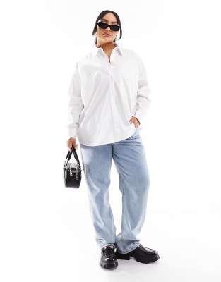 River Island Plus River Island Plus poplin shirt in white-Blue