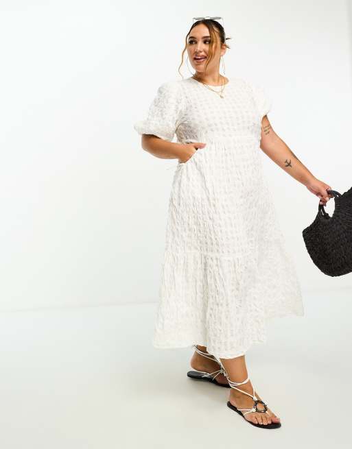 White Plus Size Midi Dresses, Plus Size White Sundresses