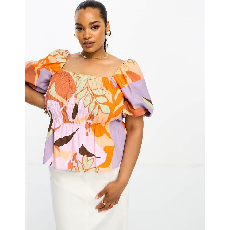 Plus Floral Off The Shoulder Peplum Top