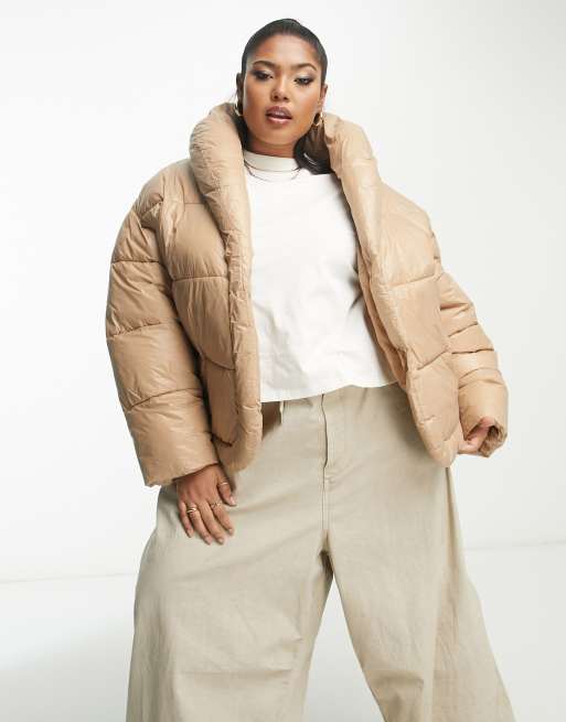 Camel puffer jacket sale