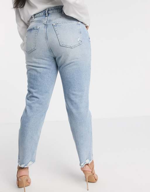 River Island Plus mom jeans in medium blue