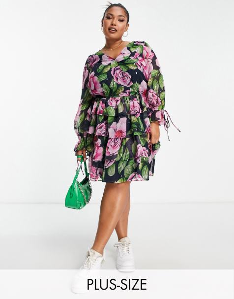 River Island Plus - Robe courte froncée avec liens à nouer - Lilas - view 1