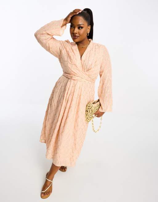 River Island Plus Robe portefeuille mi longue a sequins Orange ASOS