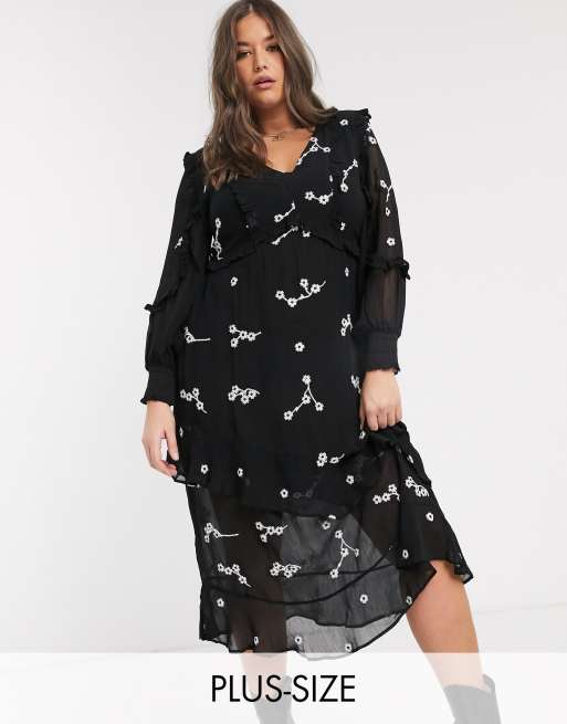 black embroidered dress river island