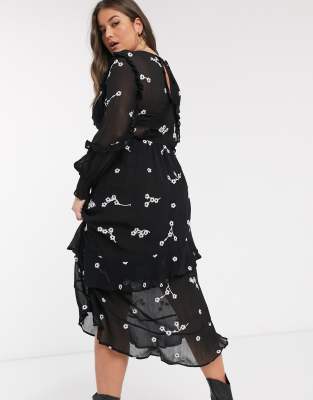 asos black ruffle dress
