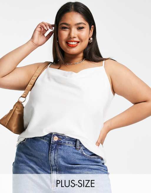 ASOS DESIGN scoop neck cami in satin in cream