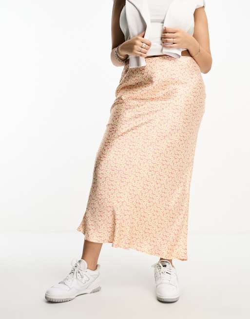 satin maxi skirt rose gold