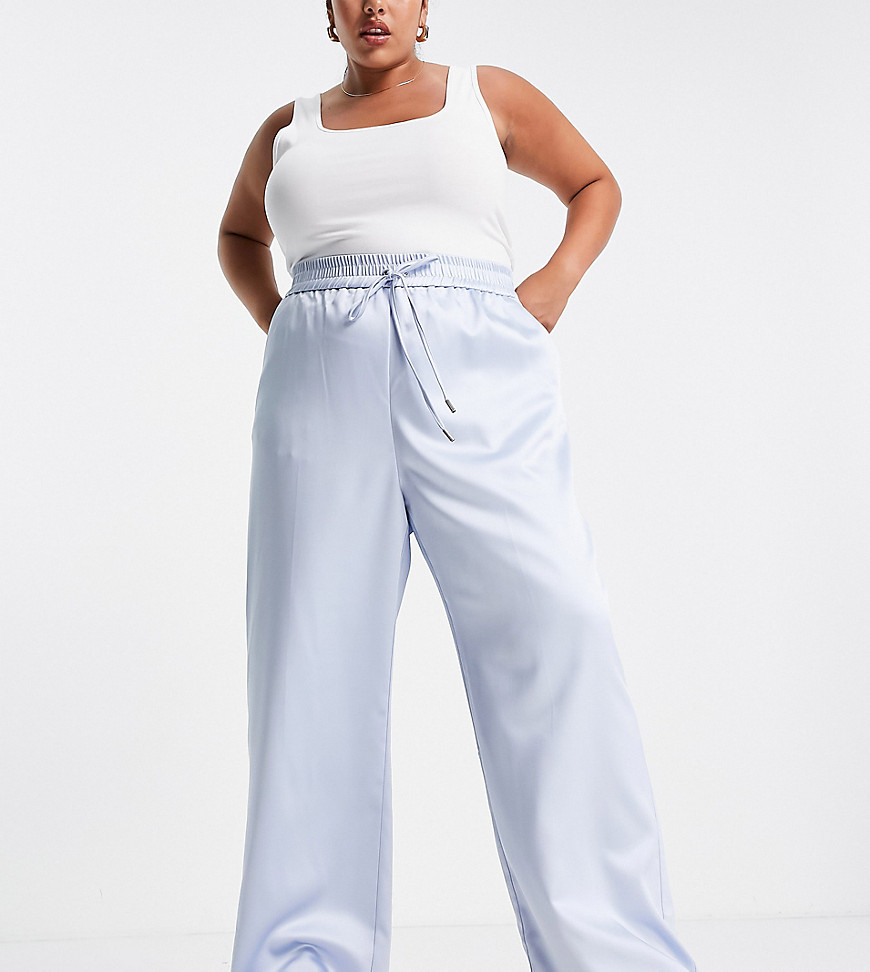 Plus-size trousers by River Island We see these trousers in your future Plain design High rise Elasticated drawstring waist Wide leg Regular fit