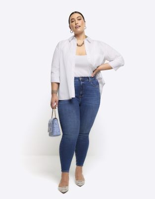 River Island plus sculpt jean in mid-blue