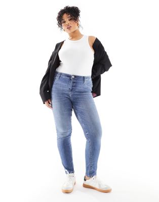 River Island Plus sculpt jean in midwash blue - ASOS Price Checker