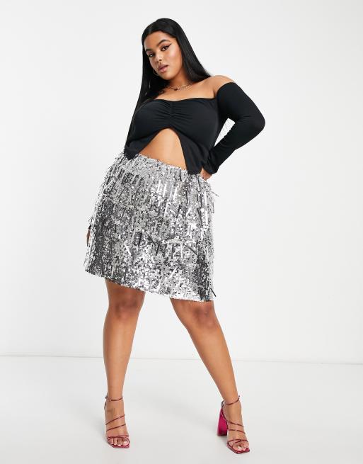 Plus size 2025 sequin mini skirts