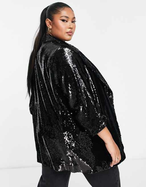 River island black sequin hot sale jacket