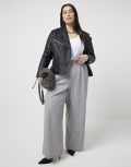 River Island Plus side stripe pants in grey