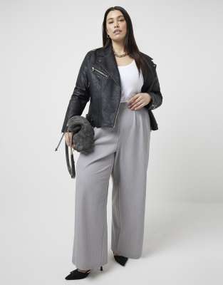 River Island Plus River Island Plus side stripe trouser in grey