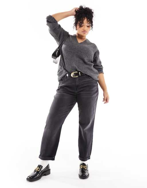 River Island Plus - Sorte mom-jeans