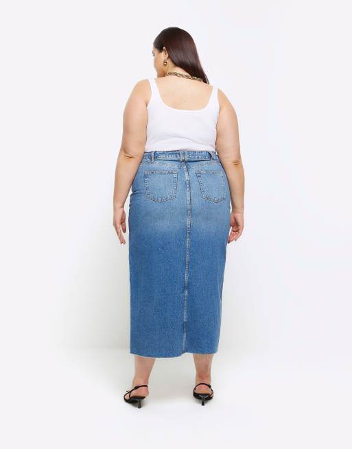 River island plus size denim skirt top