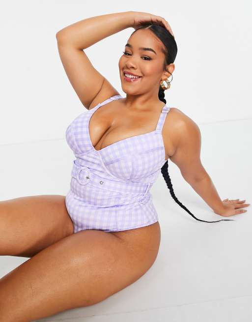 Plus size store gingham swimsuit