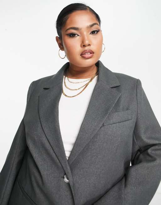 Plus size 2025 grey blazer