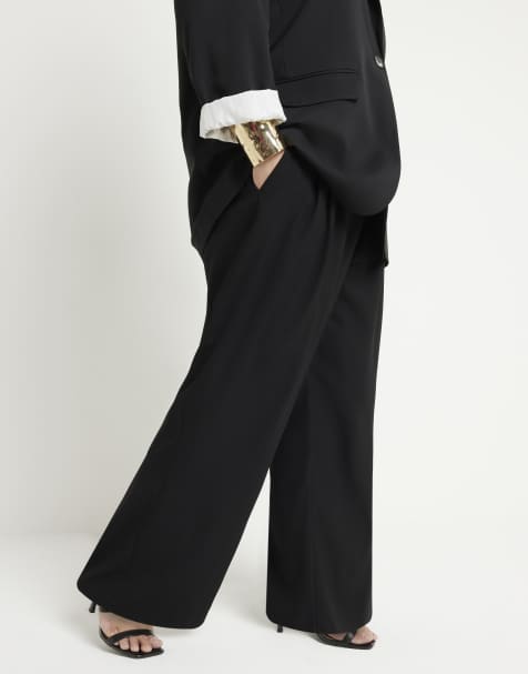 River Island Plus – Svarta byxor med vida ben - view 1