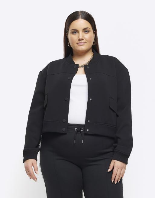 River Island Plus tailored bomber jacket in black ASOS