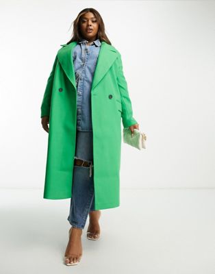 River Island Plus tailored longline coat in bright green
