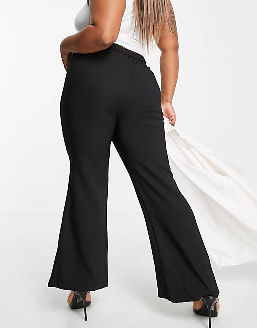 Trousers & Leggings River Island Plus tailored split front flare trouser in black 