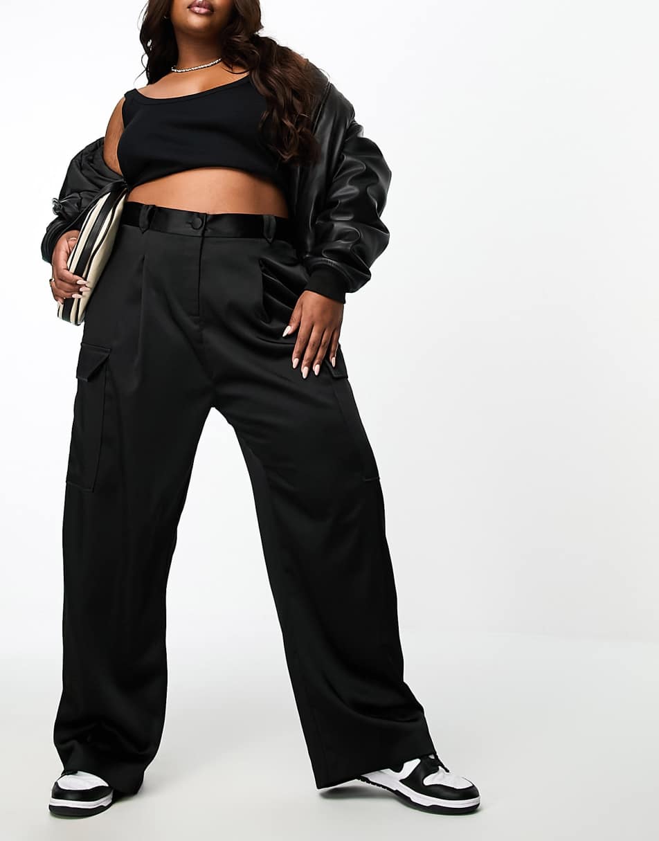 Daisy Street fit and flare cargo pants in charcoal