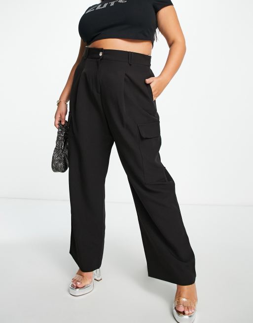 River Island Plus tailored utility pants in black