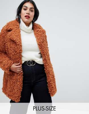 asos curve teddy coat