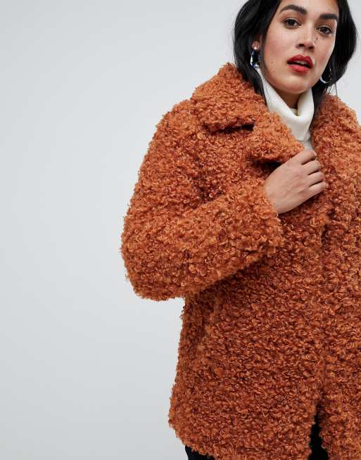 River island red teddy on sale coat