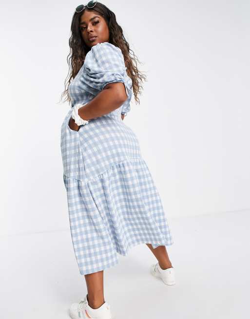 Blue gingham 2025 midi dress