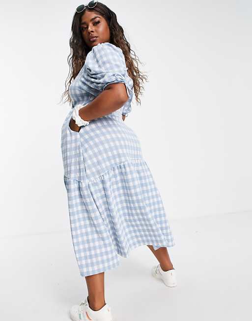 light blue gingham dress Maxi | Gili Dress perfect for Mommy River Island Plus textured gingham