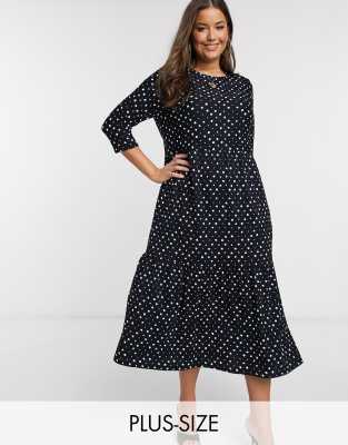 navy spotted dress