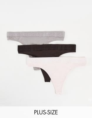 River Island Plus River Island Plus tonal 3 pack thongs in multi-Brown
