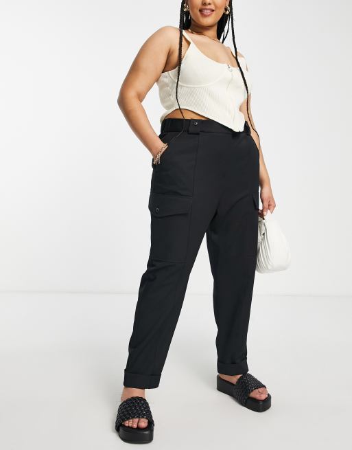 River Island Plus utility cargo pants in black