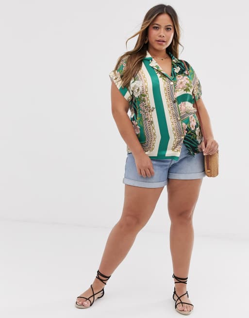 River Island Plus – Utility-Hemd mit Schalmuster, 4 von 4