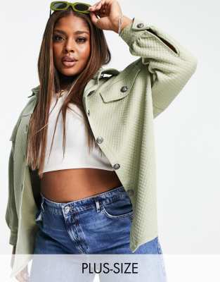 River Island Plus button up shacket in khaki - ASOS Price Checker