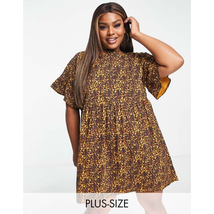 Vestito corto grembiule marrone chiaro con volant Asos Donna Abbigliamento Vestiti Vestiti grembiule 
