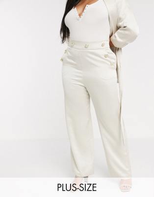 plus size cream pantsuit