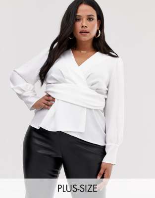 plus size white wrap shirt