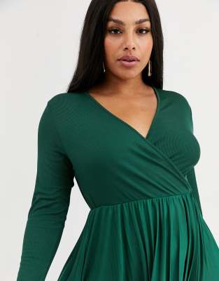 river island green wrap dress