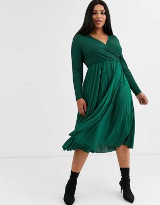 green wrap dress plus size