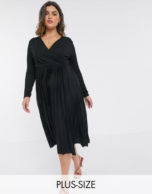black midi wrap dress plus size
