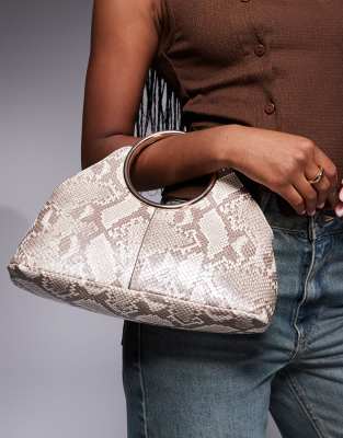 River Island - Pochette à anse ronde - Imprimé serpent-Neutre