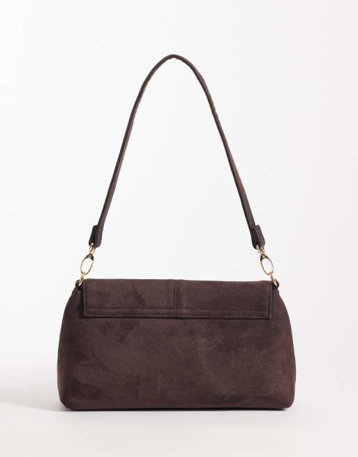 River Island - Pochette en suédine avec bandoulière sur le devant - Marron foncé, 3 de 4