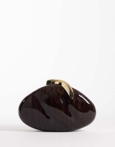 River Island - Pochette rigide en forme de coquillage - Marron marbré - view 1