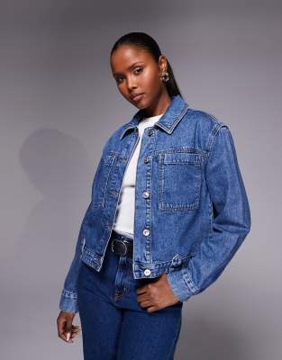 River Island Pocket Detail Denim Jacket In Blue